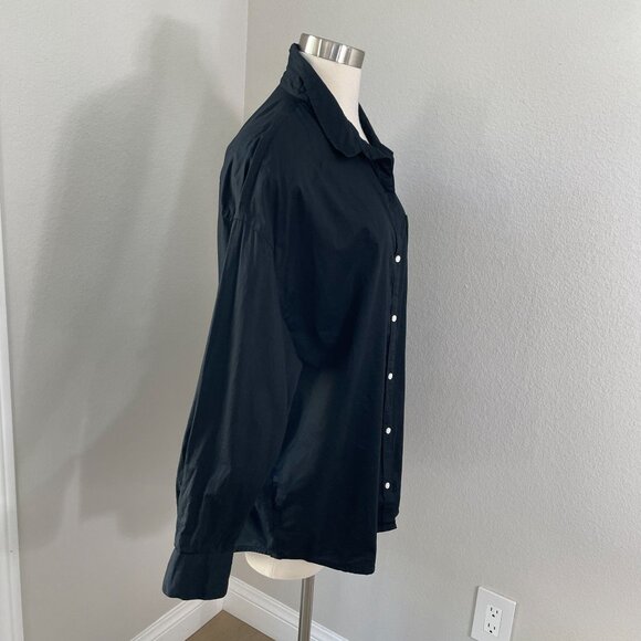 Old Navy Womens Large Black Boyfriend Shirt Button Up Relax Long Sleeve Blouse - Picture 3 of 9